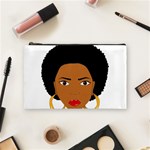 African American woman with сurly hair Cosmetic Bag (Medium) Front