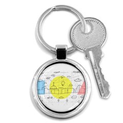 Urban City Skyline Sketch Key Chain (round) by Pakrebo