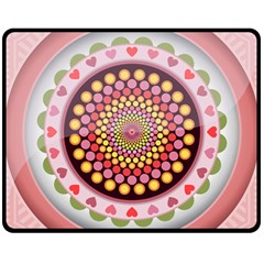 Mandala Zentangle Floral Round Fleece Blanket (medium)  by Pakrebo