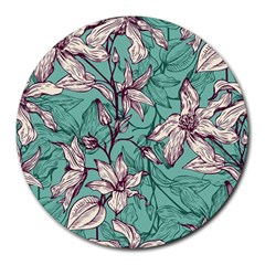 Vintage Floral Pattern Round Mousepads by Sobalvarro