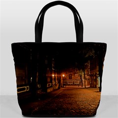 City Night Dark Architecture Lamps Bucket Bag by Sudhe