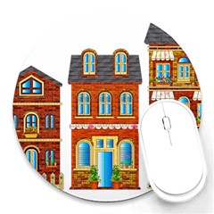 City Buildings Brick Architecture Round Mousepads by Simbadda