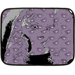 Wide Eyed Girl Grey Lilac Double Sided Fleece Blanket (mini)  by snowwhitegirl