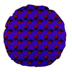 Red Roses Blue Purple Large 18  Premium Flano Round Cushions by snowwhitegirl