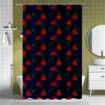 Red Roses Dark Blue Shower Curtain 48  x 72  (Small)  Curtain(48  X 72 ) - 42.18 x64.8  Curtain(48  X 72 )