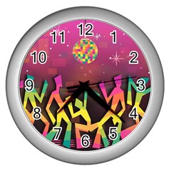 Dancing Colorful Disco Wall Clock (silver) by Bajindul