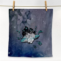 Sport, Surfboard With Flowers And Fish Face Towel by FantasyWorld7