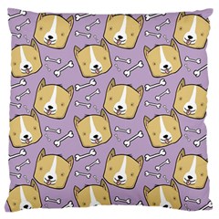 Corgi Pattern Large Flano Cushion Case (two Sides) by Sudhe