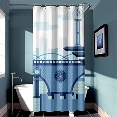 Blue City Building Fantasy Shower Curtain 36  X 72  (stall)  by Sudhe