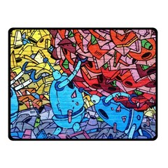 Graffiti Wall Mural Painting Arts Fleece Blanket (small) by Simbadda