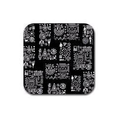 Vector Pattern Design With Tribal Elements Rubber Coaster (square)  by Vaneshart