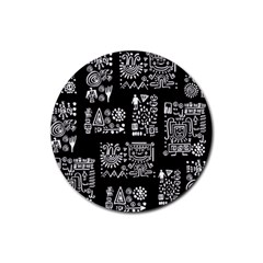 Vector Pattern Design With Tribal Elements Rubber Round Coaster (4 Pack)  by Vaneshart