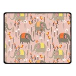 Cute Elephant Wild Flower Field Seamless Pattern Fleece Blanket (Small) 50 x40  Blanket Front