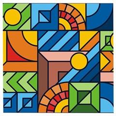 Colorful Geometric Mosaic Background Wooden Puzzle Square by Vaneshart