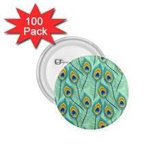 Lovely Peacock Feather Pattern With Flat Design 1 75  Buttons (100 Pack)  by Vaneshart