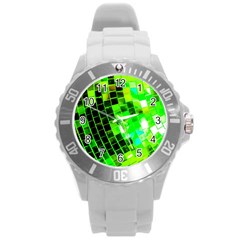 Green Disco Ball Round Plastic Sport Watch (l) by essentialimage