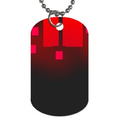 Light Neon City Buildings Sky Red Dog Tag (one Side) by HermanTelo