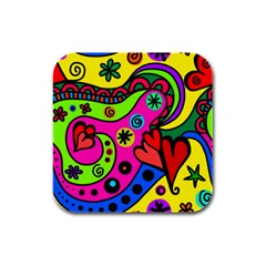 Seamless Doodle Rubber Square Coaster (4 Pack)  by Vaneshart