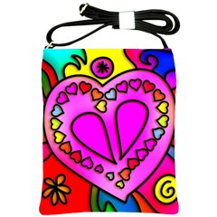 Stained Glass Love Heart Shoulder Sling Bag by Vaneshart