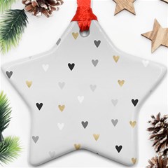 Grey Hearts Print Romantic Star Ornament (two Sides) by Lullaby