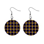 Pattern Black Background Seamless Mini Button Earrings Front