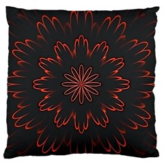 Abstract Glowing Flower Petal Pattern Red Circle Art Illustration Design Symmetry Digital Fantasy Large Flano Cushion Case (two Sides) by Vaneshart