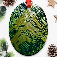 Laptop Computer Technology Leaf Line Green Biology Communication Electronics Illustration Informatio Ornament (oval) by Vaneshart