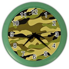 Fabric Army Camo Pattern Color Wall Clock by Vaneshart