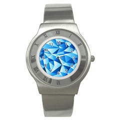 Triangles Abstract Blue Stainless Steel Watch by Vaneshart