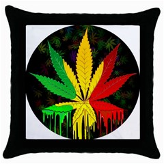 Cannabis Leaf Color Throw Pillow Case (black) by Vaneshart