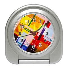 Abstract Lines Shapes Colorful Travel Alarm Clock by Vaneshart