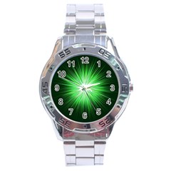 Green Blast Background Stainless Steel Analogue Watch by Mariart
