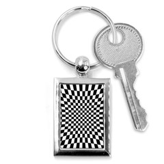 Illusion Checkerboard Black And White Pattern Key Chain (rectangle) by Vaneshart