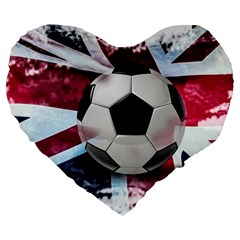 Soccer Ball With Great Britain Flag Large 19  Premium Flano Heart Shape Cushions by Vaneshart