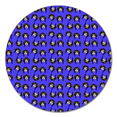 Retro Girl Daisy Chain Pattern Blue Magnet 5  (round) by snowwhitegirl