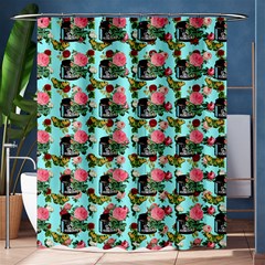 Vintage Can Floral Light Blue Shower Curtain 60  X 72  (medium)  by snowwhitegirl