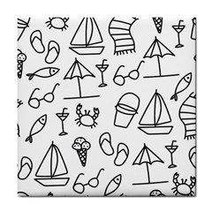 Black And White Summer Vector Pattern Tile Coaster by Vaneshart