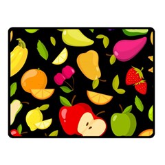 Vector Seamless Summer Fruits Pattern Black Background Fleece Blanket (small) by Vaneshart