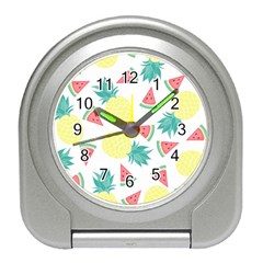 Vector Seamless Pattern With Pineapples Travel Alarm Clock by Vaneshart