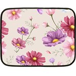 Vector Hand Drawn Cosmos Flower Pattern Double Sided Fleece Blanket (Mini)  35 x27  Blanket Front