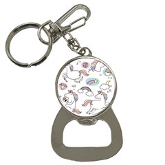 Cute Unicorns With Magical Elements Vector Bottle Opener Key Chain by Sobalvarro