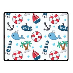 Seamless Pattern Nautical Icons Cartoon Style Fleece Blanket (small) by Vaneshart