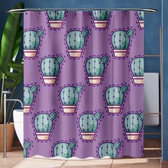 Seamless Pattern Patches Cactus Pots Plants Shower Curtain 60  X 72  (medium)  by Vaneshart