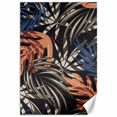 Trend Seamless Pattern With Colorful Tropical Leaves Plants Brown Background Canvas 12  X 18  by Vaneshart