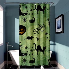 Funny Halloween Pattern With Witch, Cat And Pumpkin Shower Curtain 36  X 72  (stall)  by FantasyWorld7