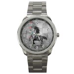 Wonderful Black And White Horse Sport Metal Watch Front