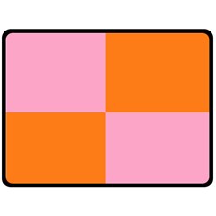 Mod Pink And Orange Squares Fleece Blanket (large)  by snowwhitegirl