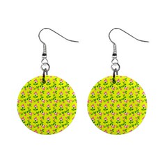 Carnation Pattern Yellow Mini Button Earrings by snowwhitegirl