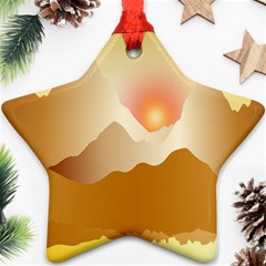 Twilight Mountain Landscape Sky Star Ornament (two Sides) by Vaneshart