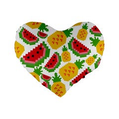 Watermelon Pattern Se Fruit Summer Standard 16  Premium Flano Heart Shape Cushions by Vaneshart